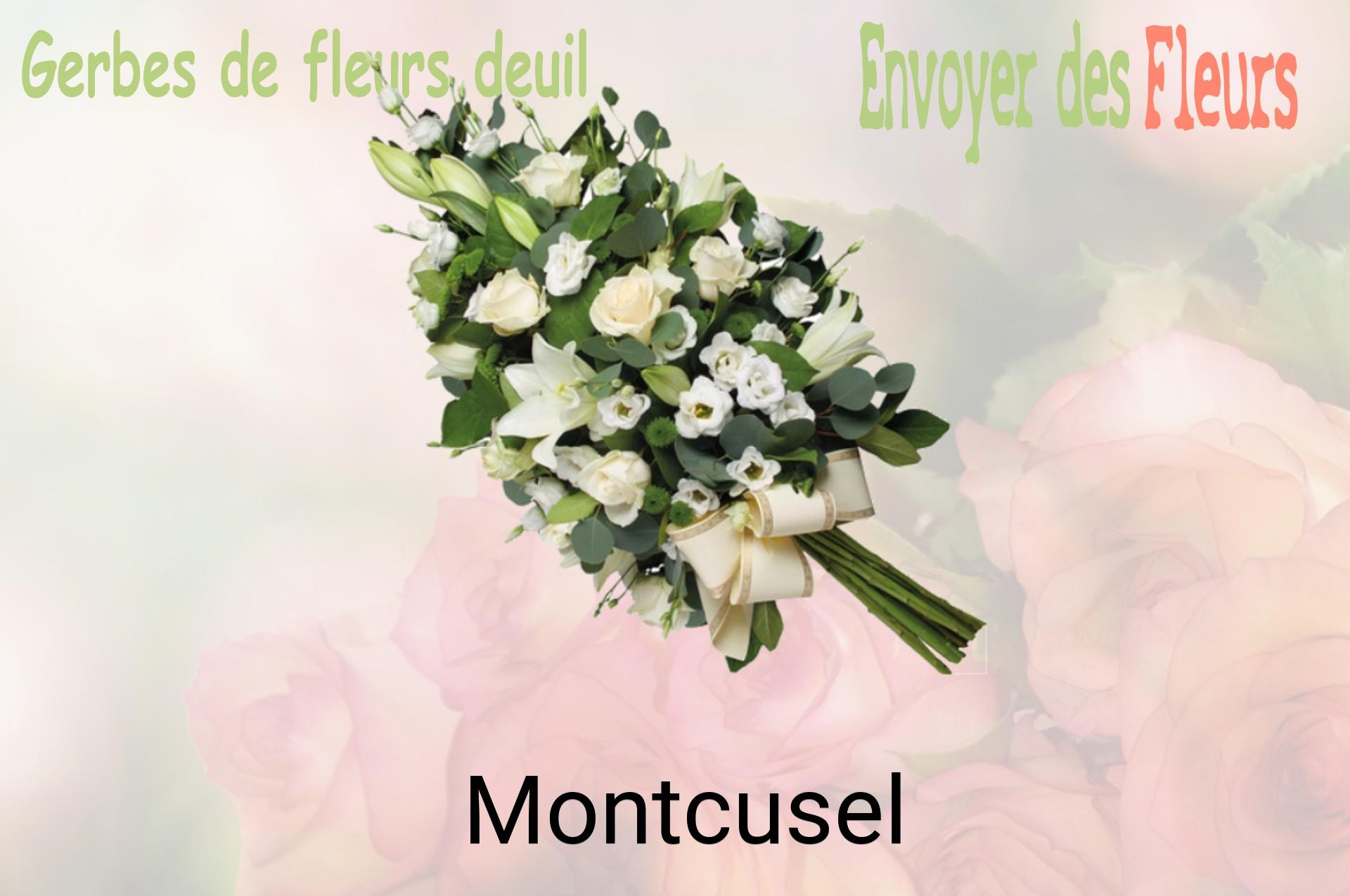 Gerbe de fleurs de deuil livrée à Montcusel